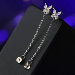 9ct Gold 925 Sterling Silver Stud Earrings Bar Butterfly Heart Moon Flower Cz Lightning Chain Stud Earring Drop Dangle Small Chain Stud Earrings For Women Girls